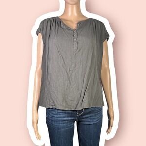 LOFT Green Half Button Front Top Size Medium - "Josephina"